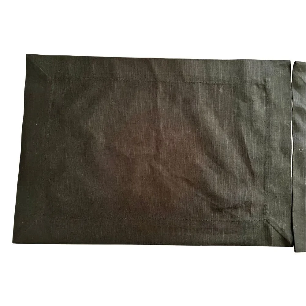 Set of 10 Bodrum Linen Black Rectangular Placemats 100% Cotton Handsewn Turkish
